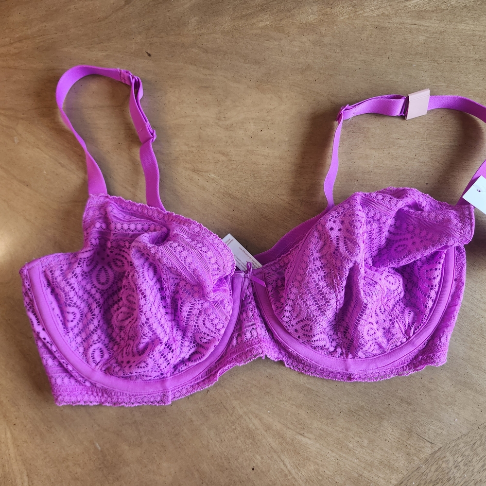 Cacique 38ddd Purple Lace Underwire Unlined Balconette Bra